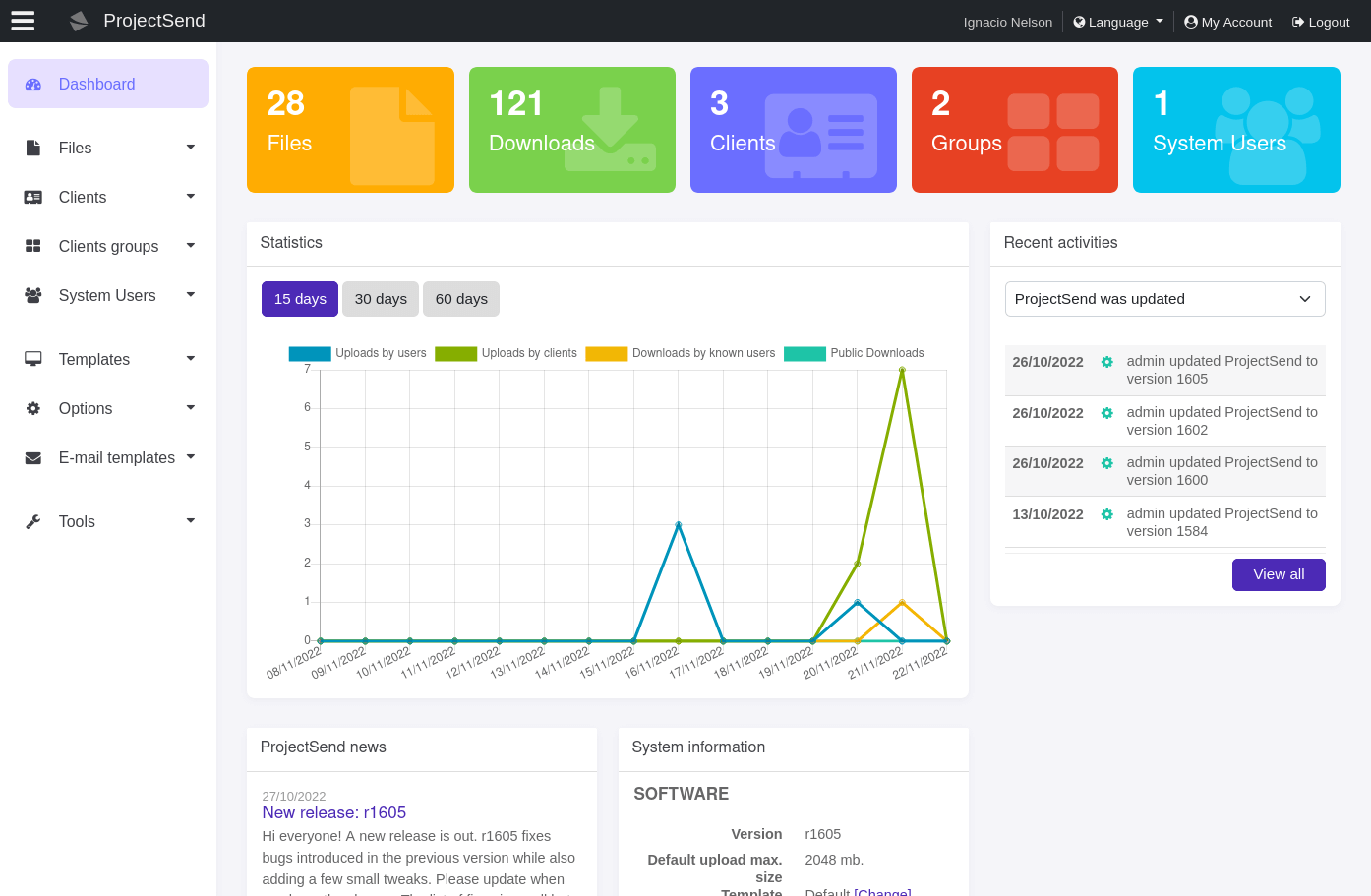 ProjectSend screenshot