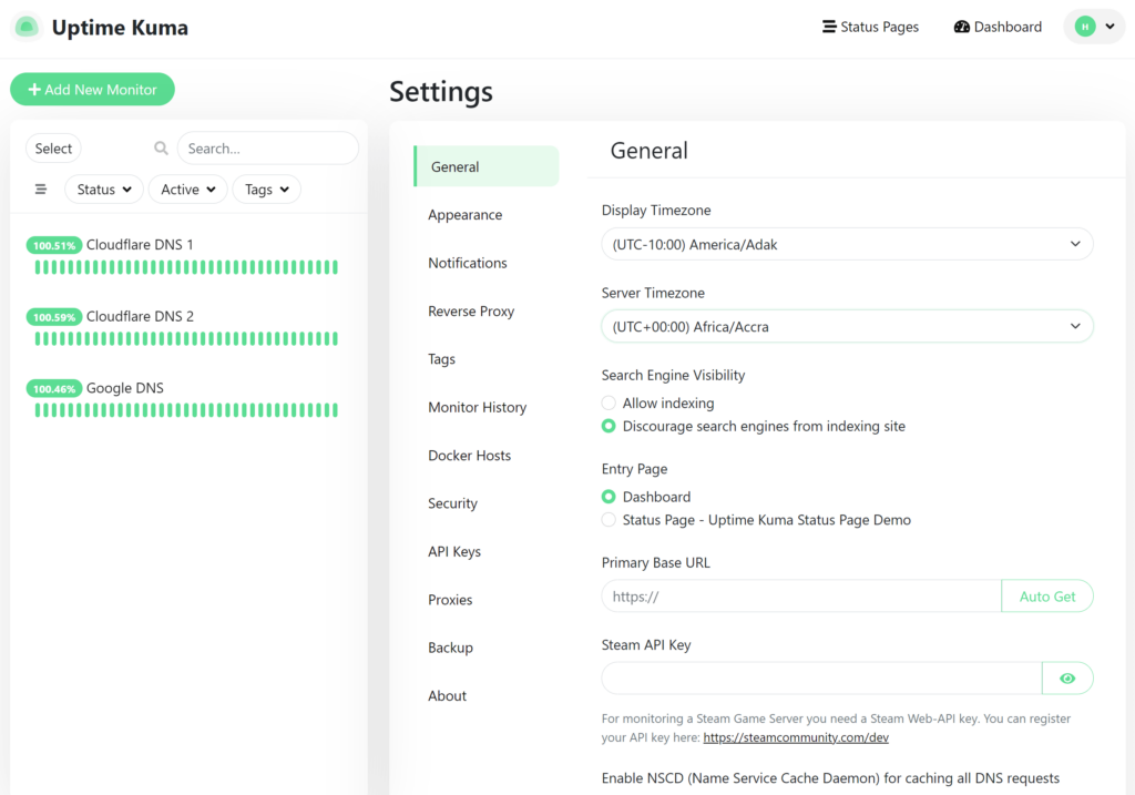 Uptime Kuma screenshot
